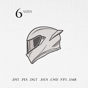 Sportbike Helmet Embroidery Design - Motorcycle Racing Machine Embroidery Pattern - Moto Rider Gear Art - 6 Sizes
