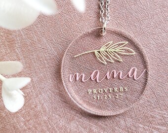 Mama Necklace | Proverbs 31:25-27 | Customizable Gift, Mother's Day Gift, Christian Gift