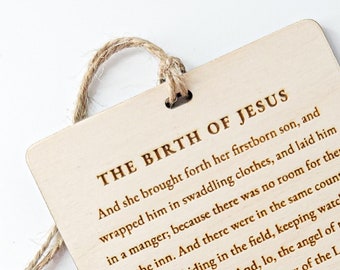 The Birth of Jesus | Ornament | Engraved | Birchwood