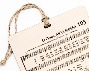 O Come All Ye Faithful | Hymn | Ornament | Engraved | Birchwood