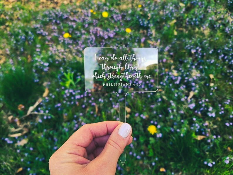 Philippians 413 Clear Acrylic Plant Stake KJV Bible Verse Etsy