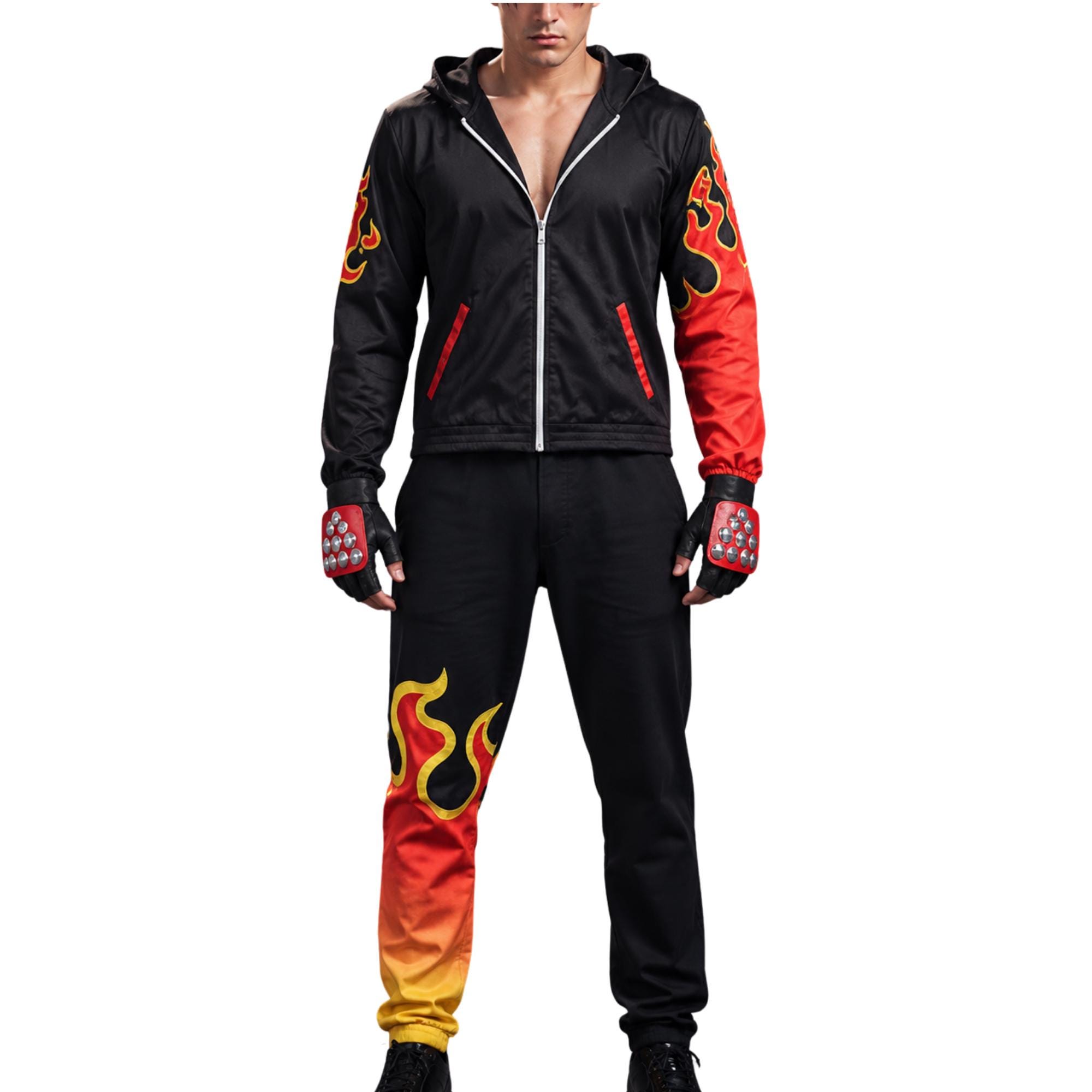 Jin Kazama Flame Tracksuit Costume Tekken Cosplay Inspired Anime
