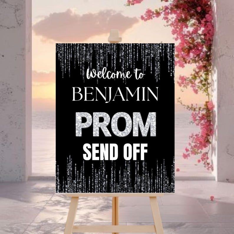 Prom Sign Lettering Elegant Prom Send off Sign | Personalized Prom Party Welcome Poster ...