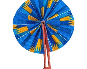 African Wax Fan | Handmade Wax Fabric Fan | Made in Ivory Coast | Original Gift | Summer Accessory