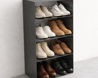 Modern Metal Shoe Rack Plans | Industrial Entryway Storage CNC Cut File (DXF, PDF)
