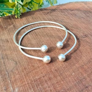 Sterling Silver Baby Bangle | Adjustable Open Cuff with Bells