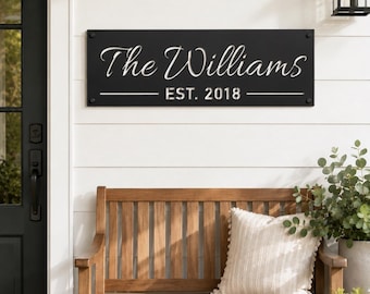 Custom Black Metal Sign, Personalized Metal Sign, Metal Signs Personalized, Outdoor Signs, Family Name Sign Metal, Last Name Sign, Est Sign