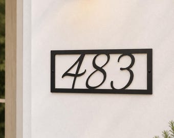 Elegant House Numbers | Italic Metal Address Plaque | Black Stainless Steel Outdoor Decor