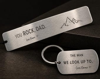 Personalized Stainless Steel Bookmark and Keychain Set, Custom Text & Photo Engraving, Gift for Him Her Teacher Reader
