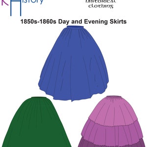 RH979 — quick print Mid-Victorian (1850s-1860s) Civil War Skirts pattern