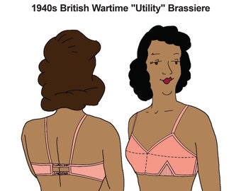 RH1445 — downloadable 1940s British Wartime "Utility" Brassiere sewing pattern