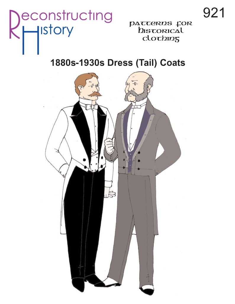 Men’s Steampunk Clothing, Costumes, Fashion     RH921 — quick print 1880s-1930s Dress Coat or Tailcoat pattern  AT vintagedancer.com