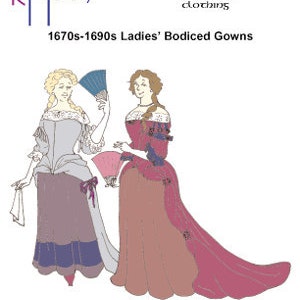 RH707 — quick print 1670s-1690s Bodiced Gown pattern