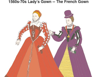 RH212 — quick print Elizabethan 1560s-70s French Gown pattern