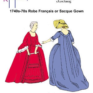 RH821 — quick print Sacque or Robe Française Georgian Colonial Gown pattern