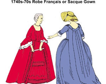 RH821 — quick print Sacque or Robe Française Georgian Colonial Gown pattern