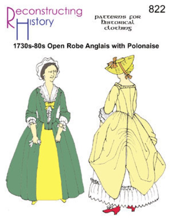 RH822 Quick Print Robe Anglais With Polonaise Georgian Colonial Dress Pattern Etsy UK