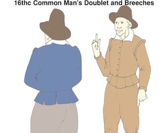 RH207 — quick print 16th century Renaissance Common Man&#39;s Doublet & Breeches pattern