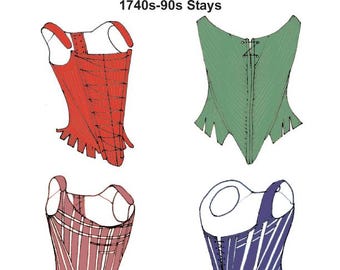 RH833: patrón de corsés de impresión rápida de las décadas de 1740 y 1790