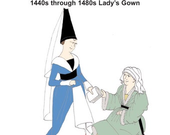 RH007 — quick print 15th century V-neck Gown pattern