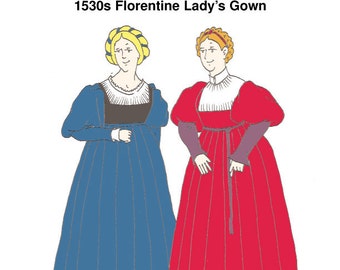 RH512 — quick print 1530s Florentine Renaissance Italian Lady's Gown pattern