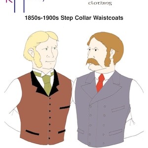 RH928 — quick print 1850s-1900s Step Collar Waistcoat pattern