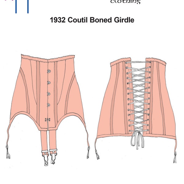 RH1322 — downloadable 1930s Coutil Boned Girdle sewing pattern