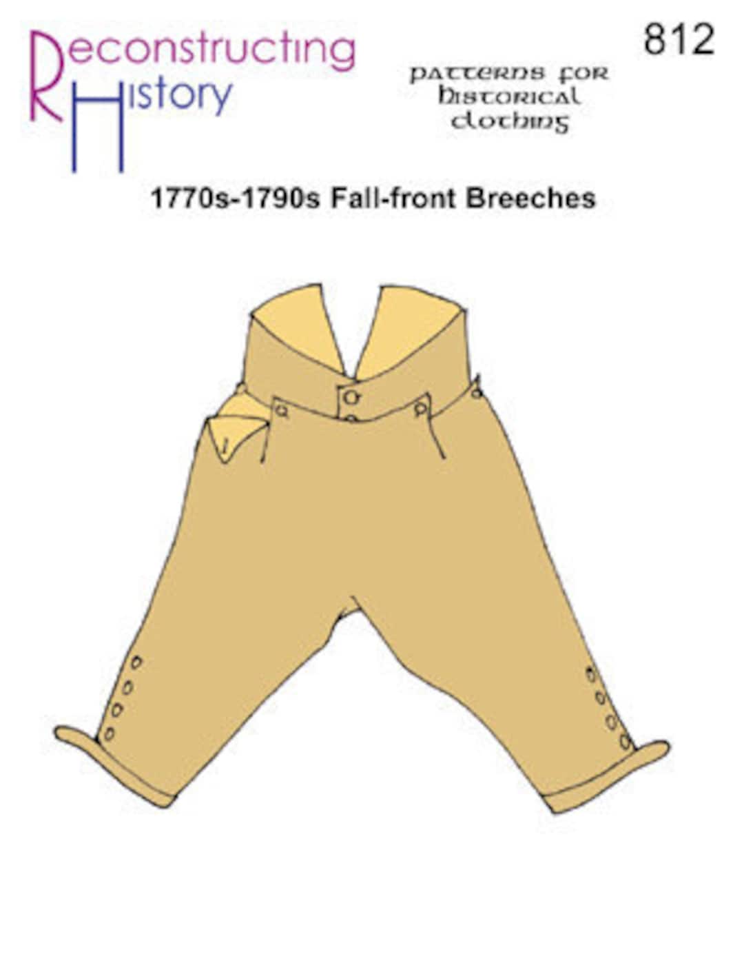 RH812 Quick Print 1770s1790s Rev War Fallfront Breeches Pattern Etsy