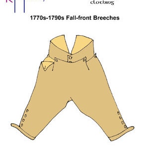 RH812 — quick print 1770s-1790s Rev War Fall-Front Breeches pattern