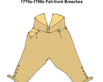 RH812 — quick print 1770s-1790s Rev War Fall-Front Breeches pattern