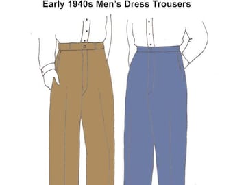 RH1401 — quick print 1940s Mens' Dress Trousers pattern
