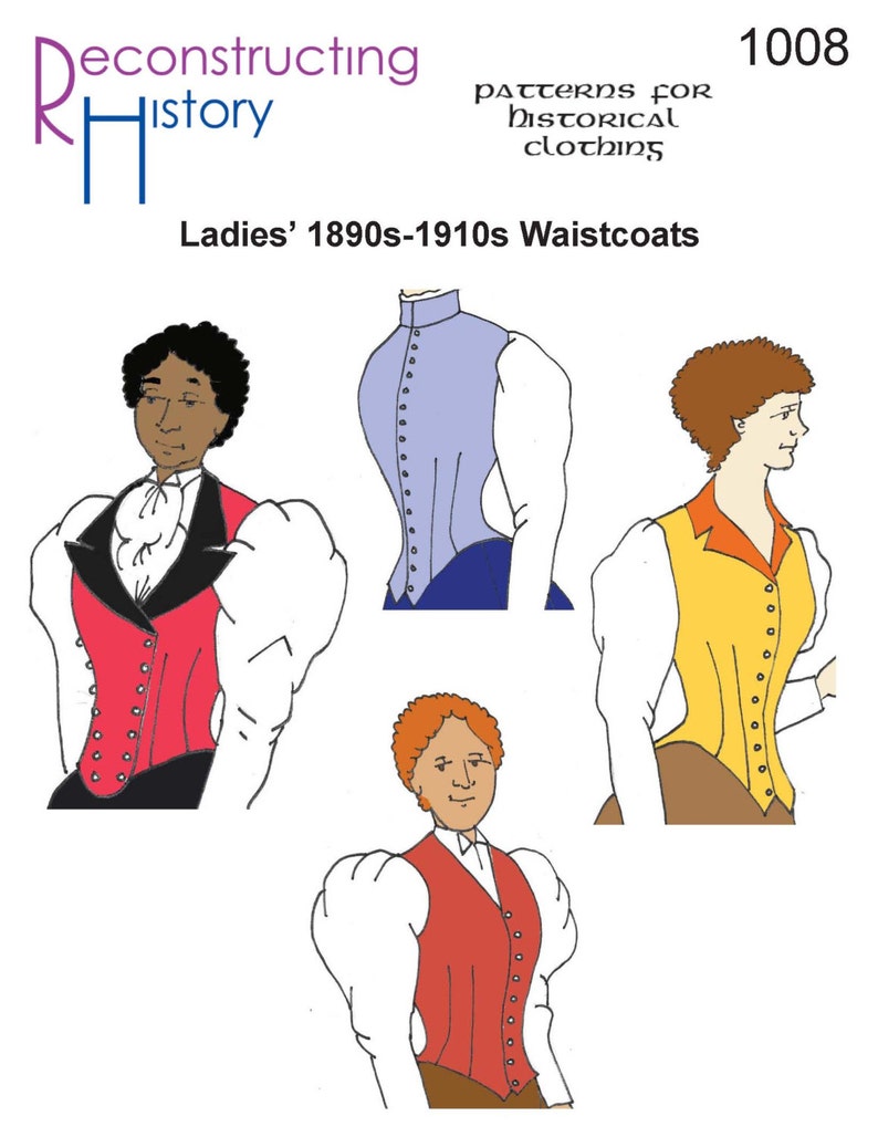 Victorian Blouses, Tops, Shirts, Vests, Sweaters     RH1008 — quick print Ladies’ Vest pattern for the 1890s-1910s  AT vintagedancer.com