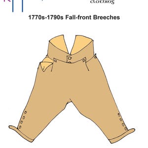 RH812 — quick print 1770s-1790s Rev War Fall-Front Breeches pattern