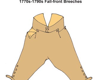 RH812 — quick print 1770s-1790s Rev War Fall-Front Breeches pattern