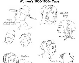 RH102 — quick print 1600-1660 Caps & Coifs Pattern