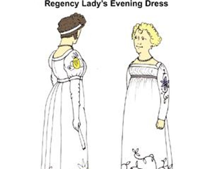 Regency Open Robe Pattern Empire / Regency Dress With Front Clousure, Apron, Cap and Fichu About ...