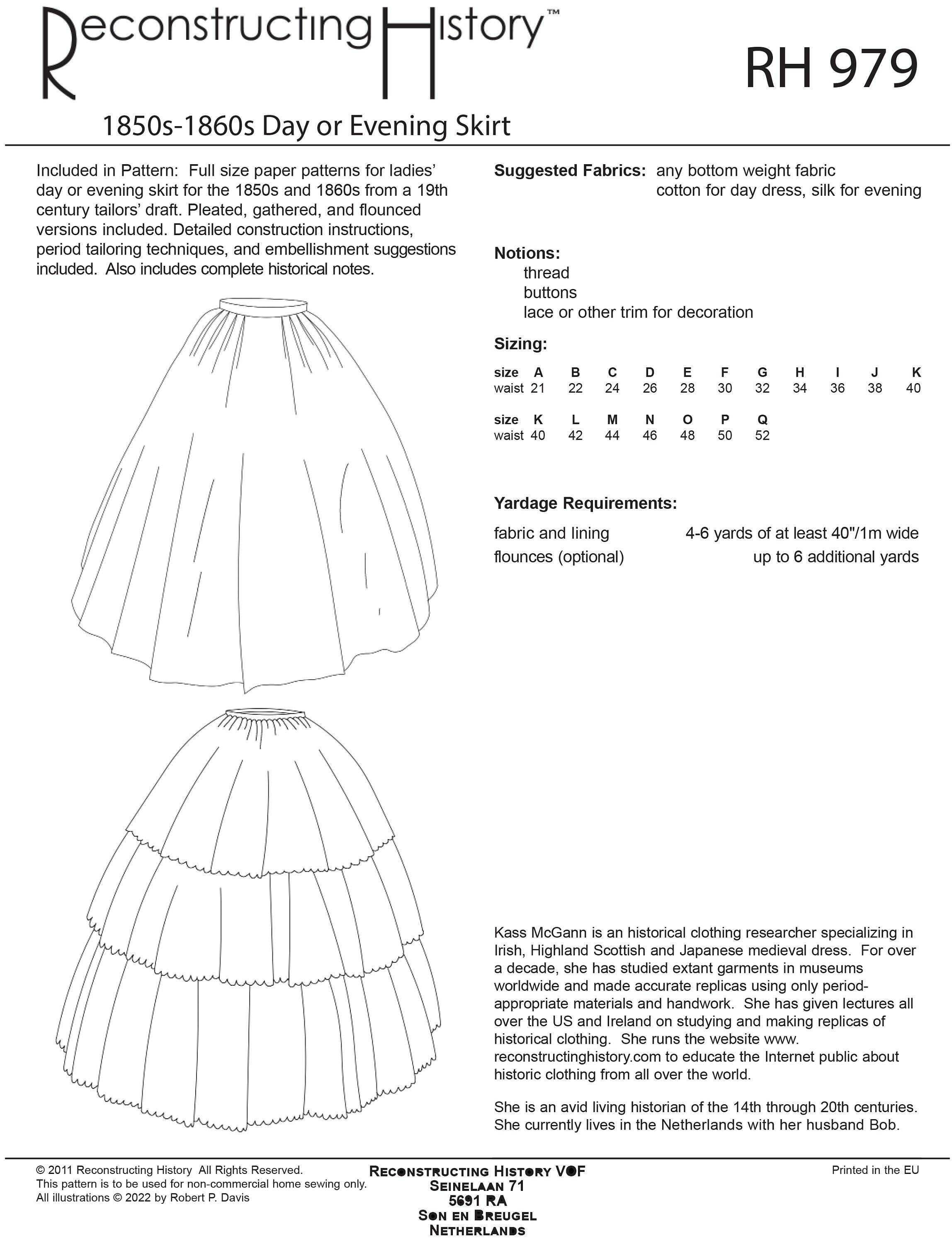 RH979 — Quick Print Mid-victorian (1850s-1860s) Civil War Skirts ...