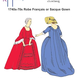 RH821 - Schnelldruck Sacque oder Robe Française georgianisches Kolonialkleid-Muster