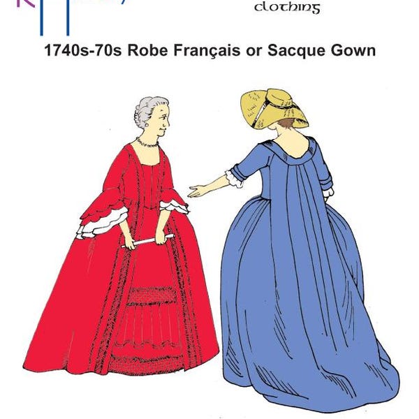 RH821 - Schnelldruck Sacque oder Robe Française georgianisches Kolonialkleid-Muster