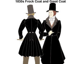 RH902 — quick print Regency 1830s Frock Coat Great Coat pattern