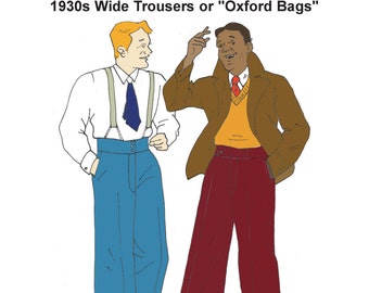 RH1324 — quick print 1930s Wide Trousers or "Oxford Bags" pattern