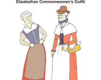 RH208 — quick print Elizabethan Commonwomen's pattern