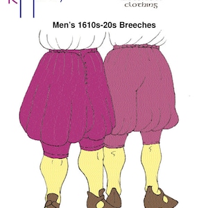 RH109 — Patrón de pantalones de montar de la década de 1620 con impresión rápida