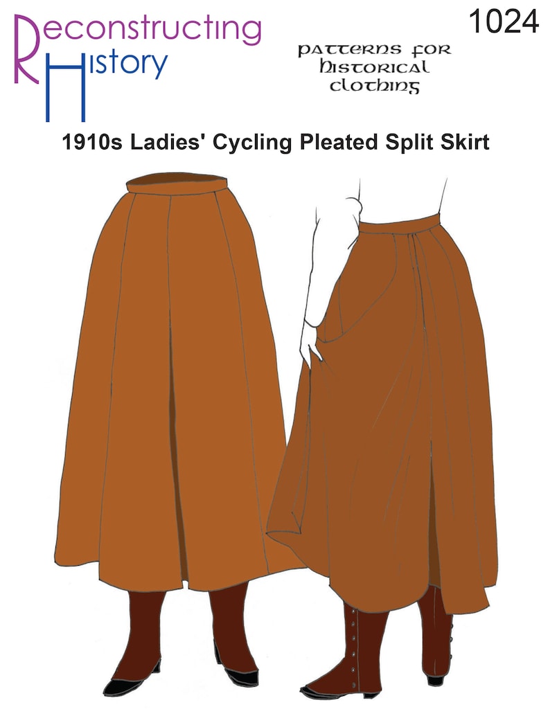 Edwardian Bloomers, Breeches, Knickers, Pants     RH1024 — quick print 1910s Ladies Cycling Split Skirt pattern  AT vintagedancer.com