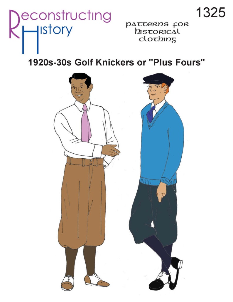 Men’s Vintage Reproduction Sewing Patterns     RH1325 — downloadable 1920s-30s Knickerbockers or “Plus Fours” pattern  AT vintagedancer.com