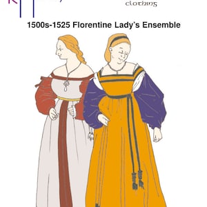 RH511 — quick print 1500s-1525 Renaissance Florentine Italian Woman&#39;s Outfit pattern