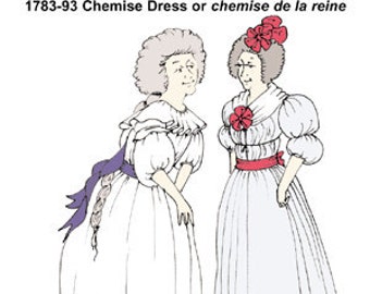 RH819 - modèle de robe chemise des années 1780 à impression rapide