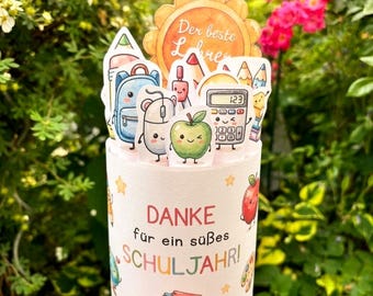 Abschiedsgeschenk, Lehrer Duplo Vorlage zum Ausdrucken, Abschied-Schule Druckvorlage, 18er-Duplo Banderolen