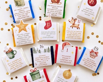 Mini Ritter Sport Adventskalender mit 24 Weihnachtsfakten, Diy Weihnachtsgeschenk, Vorlage zum Ausdrucken, Weihnachten Geschenk