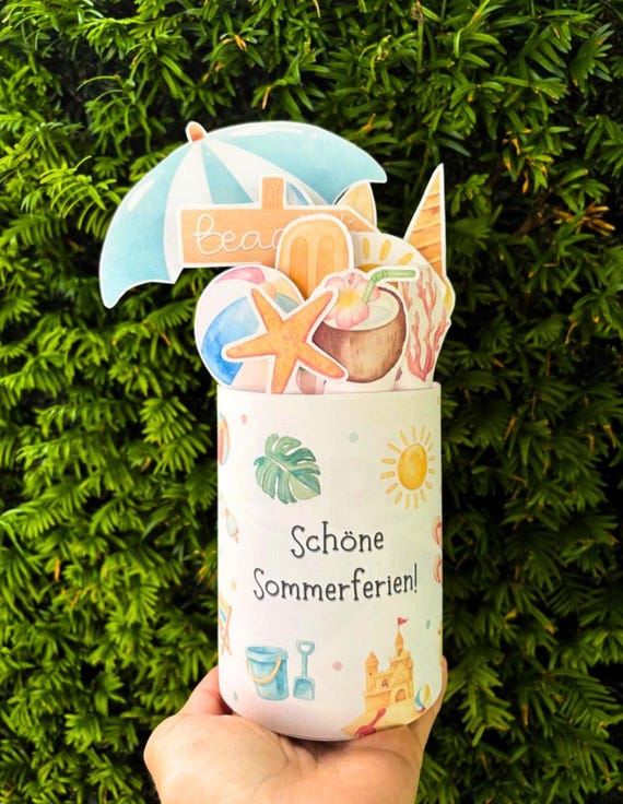 Sommerferien Duplo Vorlage zum Ausdrucken, Geldgeschenk Druckvorlage, Duplo 10er-Packung